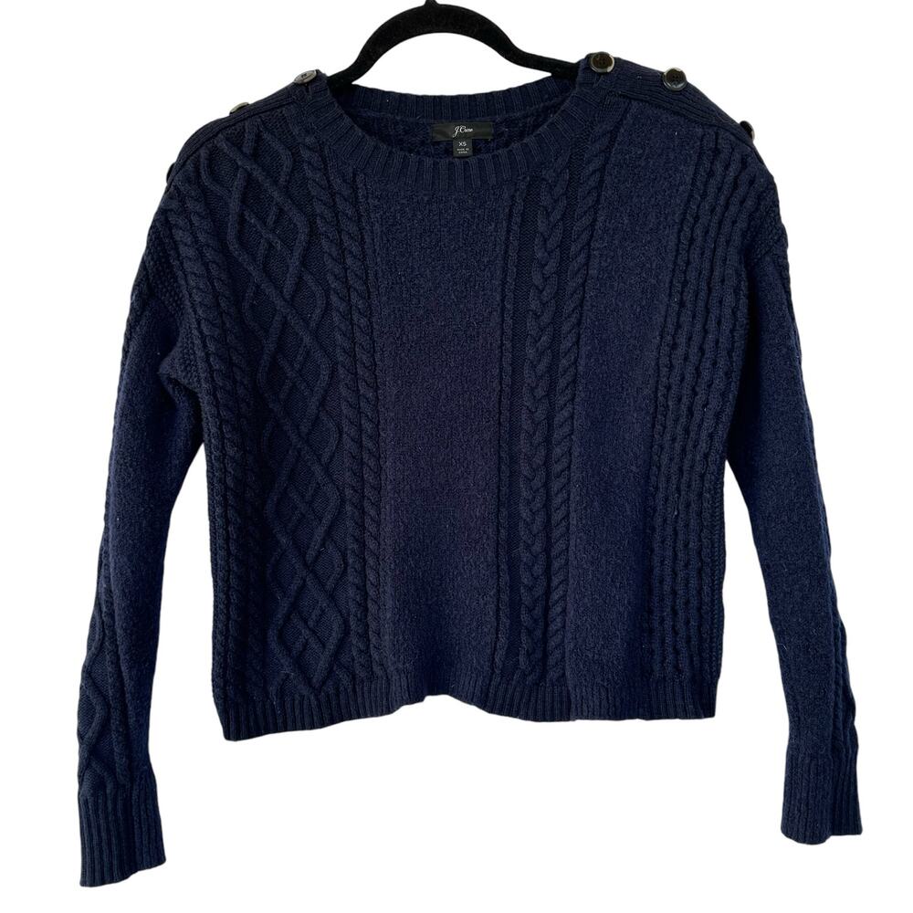 J. Crew Cable Knit Sweater Lambswool Alpaca Blend XS Fisherman Minimalist Preppy